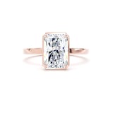Goldsmiths 18ct Rose Gold 3.15cttw Radiant Cut Lab Grown Diamond Hidden Halo Solitaire Engagement Ring - Ring Size J