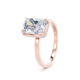 Goldsmiths 18ct Rose Gold 3.15cttw Radiant Cut Lab Grown Diamond Hidden Halo Solitaire Engagement Ring - Ring Size J