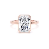 Goldsmiths 18ct Rose Gold 4.17cttw Radiant Cut Lab Grown Diamond Hidden Halo Solitaire Engagement Ring - Ring Size L