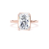 Goldsmiths 18ct Rose Gold 4.17cttw Radiant Cut Lab Grown Diamond Hidden Halo Solitaire Engagement Ring - Ring Size L