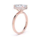 Goldsmiths 18ct Rose Gold 4.17cttw Radiant Cut Lab Grown Diamond Hidden Halo Solitaire Engagement Ring - Ring Size L
