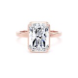 Goldsmiths 18ct Rose Gold 5.19cttw Radiant Cut Lab Grown Diamond Hidden Halo Solitaire Engagement Ring - Ring Size K