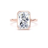 Goldsmiths 18ct Rose Gold 5.19cttw Radiant Cut Lab Grown Diamond Hidden Halo Solitaire Engagement Ring - Ring Size K