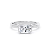 Goldsmiths Platinum East-West 1.62cttw Radiant Cut Lab Grown Diamond Hidden Halo Solitaire Engagement Ring - Ring Size I