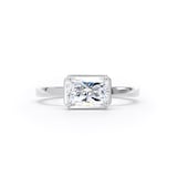 Goldsmiths Platinum East-West 1.62cttw Radiant Cut Lab Grown Diamond Hidden Halo Solitaire Engagement Ring - Ring Size I