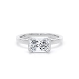 Goldsmiths Platinum East-West 2.13cttw Radiant Cut Lab Grown Diamond Hidden Halo Solitaire Engagement Ring - Ring Size P