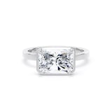 Goldsmiths Platinum East-West 3.15cttw Radiant Cut Lab Grown Diamond Hidden Halo Solitaire Engagement Ring - Ring Size L