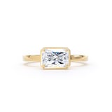 Goldsmiths 18ct Yellow Gold East-West 1.62cttw Radiant Cut Lab Grown Diamond Hidden Halo Solitaire Engagement Ring - Ring Size I
