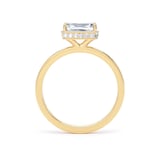 Goldsmiths 18ct Yellow Gold East-West 1.62cttw Radiant Cut Lab Grown Diamond Hidden Halo Solitaire Engagement Ring - Ring Size I