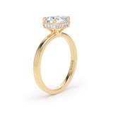 Goldsmiths 18ct Yellow Gold East-West 1.62cttw Radiant Cut Lab Grown Diamond Hidden Halo Solitaire Engagement Ring - Ring Size I