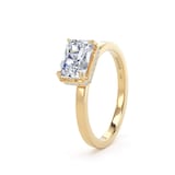 Goldsmiths 18ct Yellow Gold East-West 1.62cttw Radiant Cut Lab Grown Diamond Hidden Halo Solitaire Engagement Ring - Ring Size I
