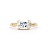 Goldsmiths 18ct Yellow Gold East-West 2.13cttw Radiant Cut Lab Grown Diamond Hidden Halo Solitaire Engagement Ring - Ring Size I