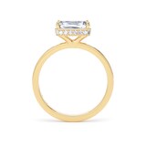 Goldsmiths 18ct Yellow Gold East-West 2.13cttw Radiant Cut Lab Grown Diamond Hidden Halo Solitaire Engagement Ring - Ring Size I