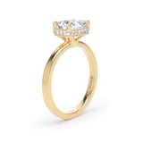 Goldsmiths 18ct Yellow Gold East-West 2.13cttw Radiant Cut Lab Grown Diamond Hidden Halo Solitaire Engagement Ring - Ring Size I