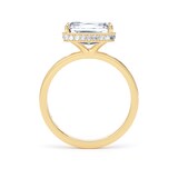 Goldsmiths 18ct Yellow Gold East-West 3.15cttw Radiant Cut Lab Grown Diamond Hidden Halo Solitaire Engagement Ring - Ring Size I