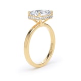 Goldsmiths 18ct Yellow Gold East-West 3.15cttw Radiant Cut Lab Grown Diamond Hidden Halo Solitaire Engagement Ring - Ring Size I