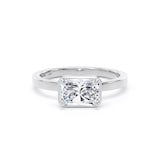 Goldsmiths 18ct White Gold East-West 1.62cttw Radiant Cut Lab Grown Diamond Hidden Halo Solitaire Engagement Ring - Ring Size P