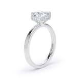 Goldsmiths 18ct White Gold East-West 1.62cttw Radiant Cut Lab Grown Diamond Hidden Halo Solitaire Engagement Ring - Ring Size P