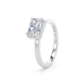 Goldsmiths 18ct White Gold East-West 1.62cttw Radiant Cut Lab Grown Diamond Hidden Halo Solitaire Engagement Ring - Ring Size P