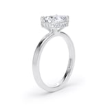 Goldsmiths 18ct White Gold East-West 2.13cttw Radiant Cut Lab Grown Diamond Hidden Halo Solitaire Engagement Ring - Ring Size J