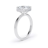 Goldsmiths 18ct White Gold East-West 3.15cttw Radiant Cut Lab Grown Diamond Hidden Halo Solitaire Engagement Ring - Ring Size J