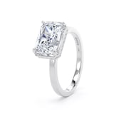 Goldsmiths 18ct White Gold East-West 3.15cttw Radiant Cut Lab Grown Diamond Hidden Halo Solitaire Engagement Ring - Ring Size J