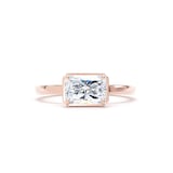 Goldsmiths 18ct Rose Gold East-West 1.62cttw Radiant Cut Lab Grown Diamond Hidden Halo Solitaire Engagement Ring - Ring Size I