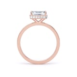 Goldsmiths 18ct Rose Gold East-West 1.62cttw Radiant Cut Lab Grown Diamond Hidden Halo Solitaire Engagement Ring - Ring Size I