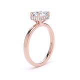 Goldsmiths 18ct Rose Gold East-West 1.62cttw Radiant Cut Lab Grown Diamond Hidden Halo Solitaire Engagement Ring - Ring Size I