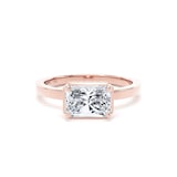 Goldsmiths 18ct Rose Gold East-West 2.13cttw Radiant Cut Lab Grown Diamond Hidden Halo Solitaire Engagement Ring - Ring Size N