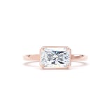 Goldsmiths 18ct Rose Gold East-West 2.13cttw Radiant Cut Lab Grown Diamond Hidden Halo Solitaire Engagement Ring - Ring Size N