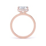 Goldsmiths 18ct Rose Gold East-West 2.13cttw Radiant Cut Lab Grown Diamond Hidden Halo Solitaire Engagement Ring - Ring Size N