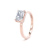 Goldsmiths 18ct Rose Gold East-West 2.13cttw Radiant Cut Lab Grown Diamond Hidden Halo Solitaire Engagement Ring - Ring Size N