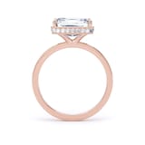 Goldsmiths 18ct Rose Gold East-West 3.15cttw Radiant Cut Lab Grown Diamond Hidden Halo Solitaire Engagement Ring - Ring Size L