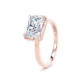 Goldsmiths 18ct Rose Gold East-West 3.15cttw Radiant Cut Lab Grown Diamond Hidden Halo Solitaire Engagement Ring - Ring Size L