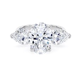 Goldsmiths Platinum 4.00cttw Oval and Pear Cut Lab Grown Diamond 3 Stone Engagement Ring - Ring Size I.5
