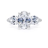 Goldsmiths Platinum 4.00cttw Oval and Pear Cut Lab Grown Diamond 3 Stone Engagement Ring - Ring Size I.5