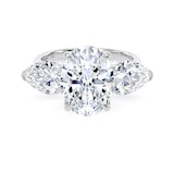 Goldsmiths Platinum 5.20cttw Oval and Pear Cut Lab Grown Diamond 3 Stone Engagement Ring - Ring Size M.5