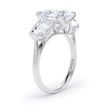 Goldsmiths Platinum 5.20cttw Oval and Pear Cut Lab Grown Diamond 3 Stone Engagement Ring - Ring Size M.5