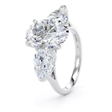 Goldsmiths Platinum 5.20cttw Oval and Pear Cut Lab Grown Diamond 3 Stone Engagement Ring - Ring Size M.5