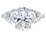 Goldsmiths Platinum 9.00cttw Oval and Pear Cut Lab Grown Diamond 3 Stone Engagement Ring - Ring Size Y.5