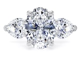 Goldsmiths Platinum 9.00cttw Oval and Pear Cut Lab Grown Diamond 3 Stone Engagement Ring - Ring Size Y.5