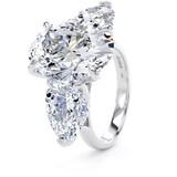 Goldsmiths Platinum 9.00cttw Oval and Pear Cut Lab Grown Diamond 3 Stone Engagement Ring - Ring Size Y.5