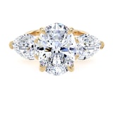 Goldsmiths 18ct Yellow Gold 6.40cttw Oval and Pear Cut Lab Grown Diamond 3 Stone Engagement Ring - Ring Size V.5