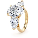Goldsmiths 18ct Yellow Gold 6.40cttw Oval and Pear Cut Lab Grown Diamond 3 Stone Engagement Ring - Ring Size V.5