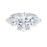 Goldsmiths 18ct White Gold 5.20cttw Oval and Pear Cut Lab Grown Diamond 3 Stone Engagement Ring - Ring Size R