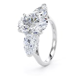 Goldsmiths 18ct White Gold 5.20cttw Oval and Pear Cut Lab Grown Diamond 3 Stone Engagement Ring - Ring Size R