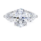 Goldsmiths 18ct White Gold 6.40cttw Oval and Pear Cut Lab Grown Diamond 3 Stone Engagement Ring - Ring Size T