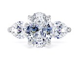 Goldsmiths 18ct White Gold 6.40cttw Oval and Pear Cut Lab Grown Diamond 3 Stone Engagement Ring - Ring Size T