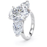 Goldsmiths 18ct White Gold 6.40cttw Oval and Pear Cut Lab Grown Diamond 3 Stone Engagement Ring - Ring Size T